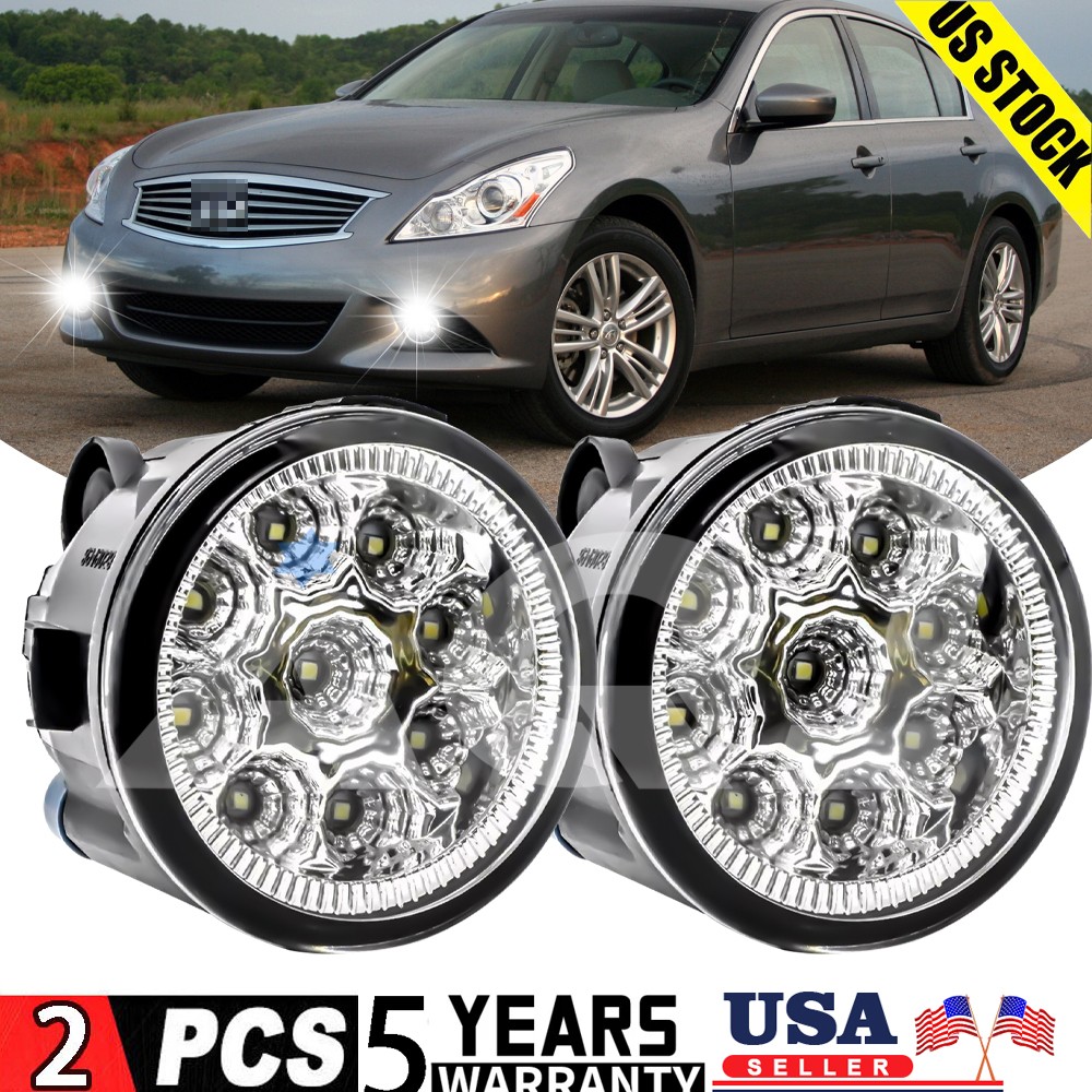 WHITE Pair Bumper LED Fog Lights Driving Lamps For INFINITI G25 2011-2012