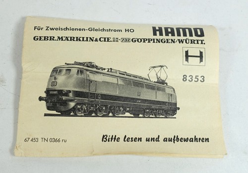 MÄRKLIN Hamo 8353 E-Lok BR E 03 / 103 DB Spur H0 Anleitung Bedienungsanleitung ! | Zustand: Gebraucht