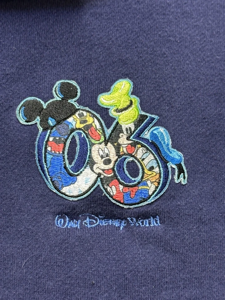 Walt Disney World Pullover Mens XL Half Zip Mickey Goofy Donald Embroidered 2006 - Image 3 of 4