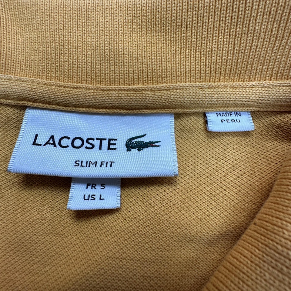 Camisa Polo Lacoste Para Hombre Grande Amarilla Calce Ajustado Manga Corta Logo Cocodrilo Perú Foto 3 de 4
