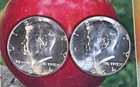 Two 1964 Kennedy Half Dollars 90% Silver..  .72 ounces Silver  Look uncirculated