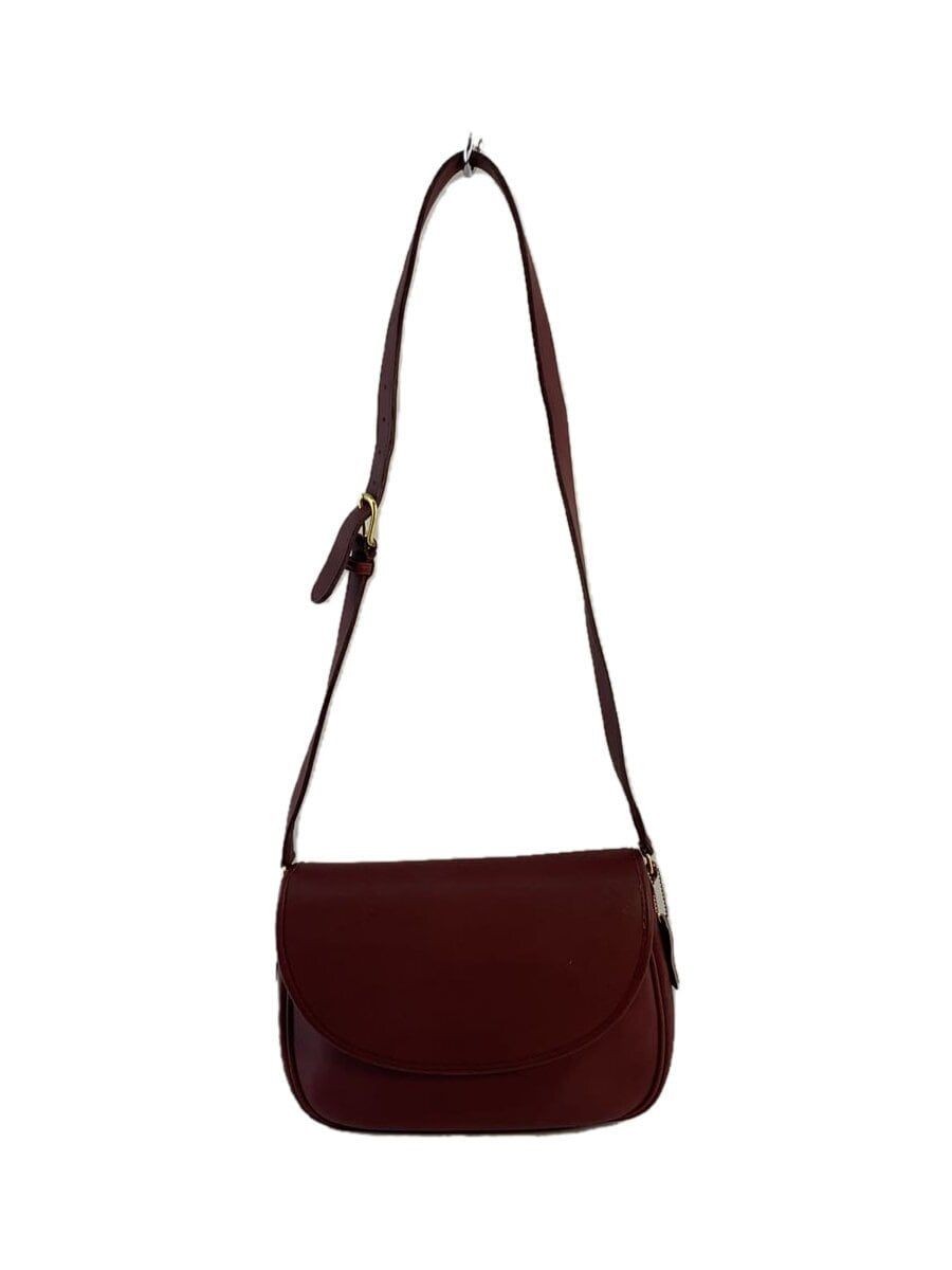 美品 COACH 24685 leather shoulder bordeaux Coach shoulder bag leather Bordeaux plain 0623-908 U.S. Used