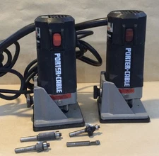 Lot of 2, Porter Cable 7301 HD Trim Routers  w/7309 Bases, EUC
