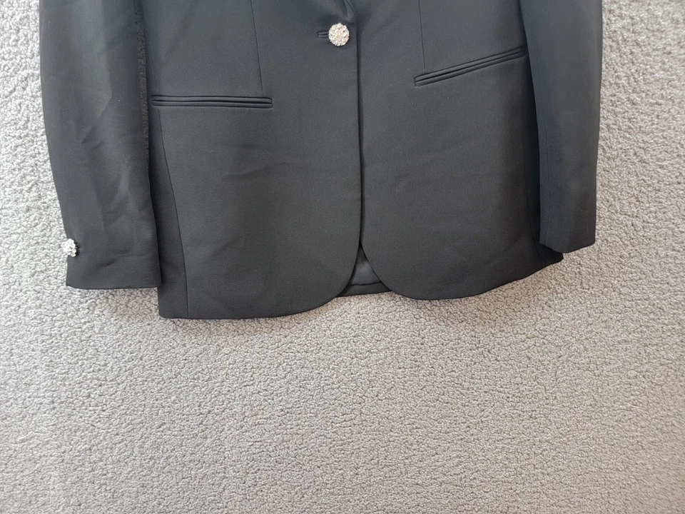 Anne Klein Embellished One-Button Blazer Women's 0 Black Welt Pocket Long Sleeve - Image 4 of 4