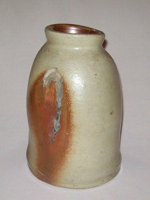 Old Antique Vtg 19th C 1800s Wonky Stoneware Jar Uneven Stuck Pottery Dented Coo