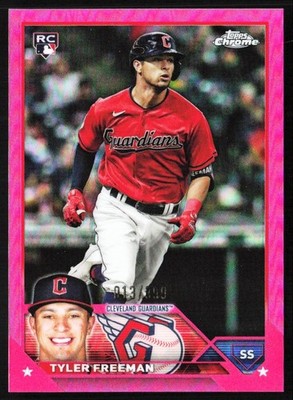 2023 Topps Chrome Magenta Refractor Tyler Freeman Rookie 013/399 Cleveland