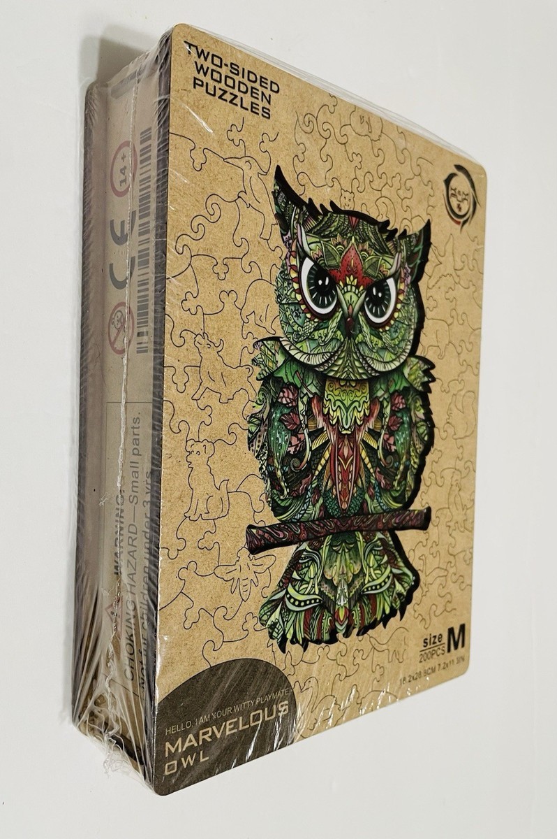 K&M FUN Wood Puzzles Adult Double-Sided – 200 Pieces Burning Owl