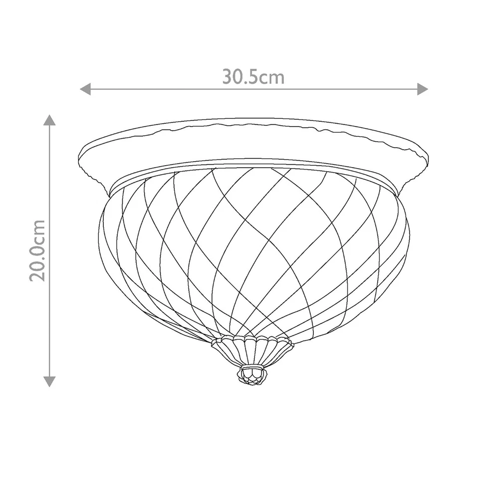 Deckenleuchte rund Messing Glas 2x E27 D: 30,5 cm Deckenlampe Wohnzimmer Flur - Bild 4 von 4