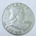 1960 D Ben Franklin SilverHalf Dollar 90% Silver Circulated Coin Free Ship #8894