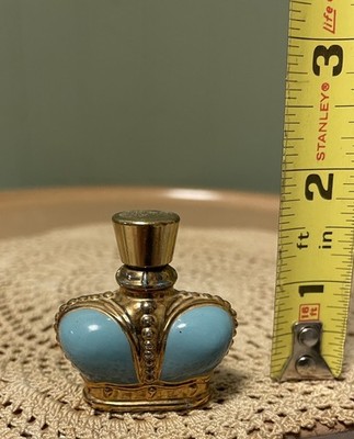 Vintage Prince Matchabelli Gold Crown Green Glass Perfume Bottle