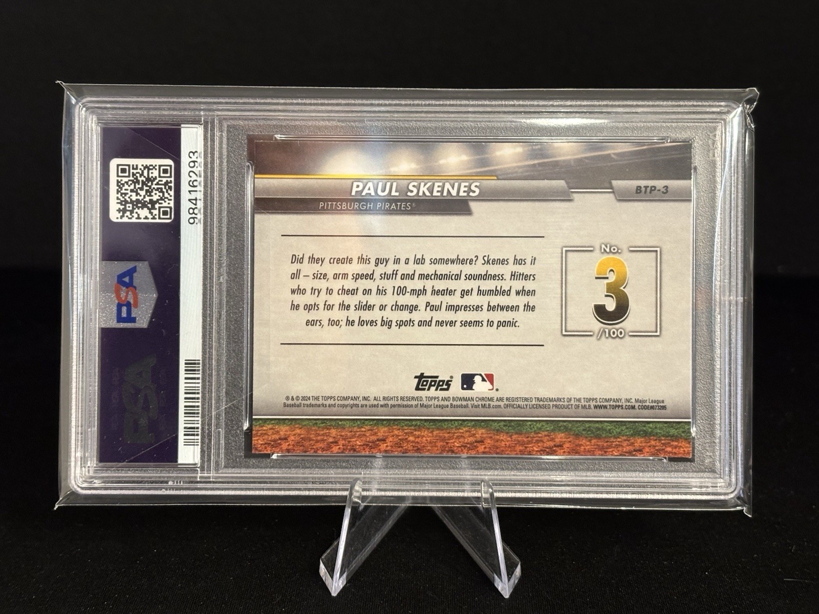 Paul Skenes - 2024 Bowman Chrome Scouts Top 100 #BTP-3 RC Rookie - PSA 10 view 2