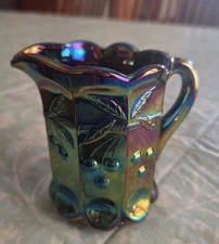 Vintage Mosser Amethyst Carnival Glass Cherry Thumbprint Pitcher Small