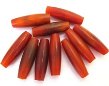 Genuine Bone Hairpipe Beads - 25 Pcs Golden Amber Horn, 1 Inch