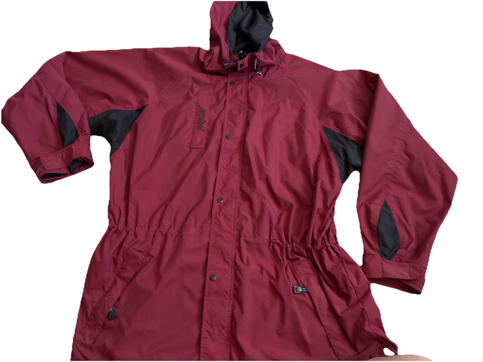 Hooded Jacket Size Xl Long Nylon Maroon