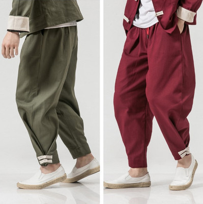 New Men Cotton Linen Kung Fu Martial Arts Pants Tai Chi Wingchun Casual Trousers