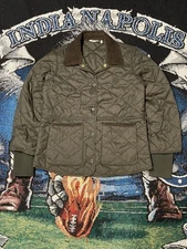 Barbour Men’s Tinford Quilted Jacket Olive with Brown Corduroy Collar Small
