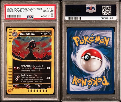 Pokemon 2003 Houndoom Aquapolis Holo #H11 PSA 10 Gem Mint Swirl 🐈⬛ 💎 - POP 59 - Bild 4 von 4