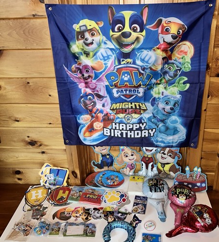 Paw Patrol Birthday Decoration BACKDROP Invitations Napkins Banners BIG HUGE LOT