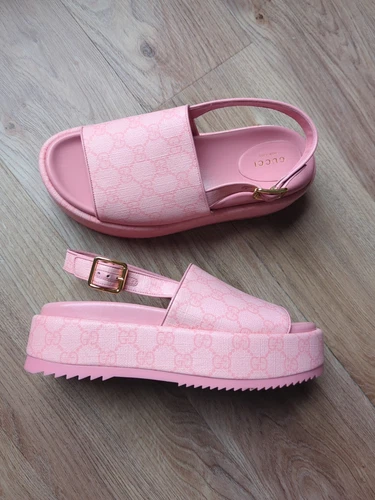 Sandales Gucci GG Supreme Slingback Platform rose femme EU 38,5
