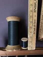 ** Vintage - Large Industrial TEXTILE SPOOL 7" - Art Decor wood spool  one small