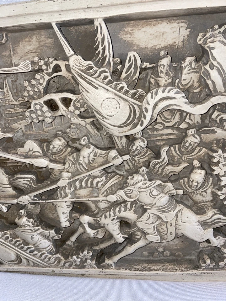 Placa de pared en relieve elevada china de resina 3D colgante de pared de los años 50 Foto 4 de 4