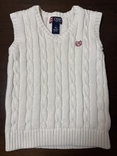 Chaps White Sweater Vest Size 7 Youth Boys Cable Knit V Neck