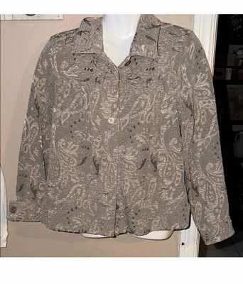 Vintage Erin Andrew s Beige Paisley Patterned Jacket Size M