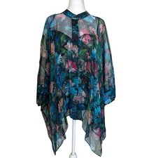 NWT Johnny Was Jade Katia Oversized Silk Blouse Women  s Size L/XL Flowy Sheer