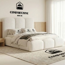Bubble Teddy Boucle Bed Frame Fabric Upholstered Ottoman Gas Lift Storage Double