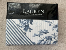 RALPH LAUREN Annie Blue Floral 3PC Full/Queen Duvet Cover Pillow Shams Set Blue