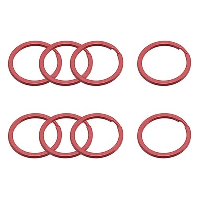 Split Keychain Rings (30mm/1.2inch) 8 Pcs, Round Flat Key Holder for Keys Red