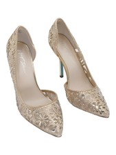 Betsey Johnson Rhinestone Pointed Pumps 4in Stiletto Light Gold Size 10M