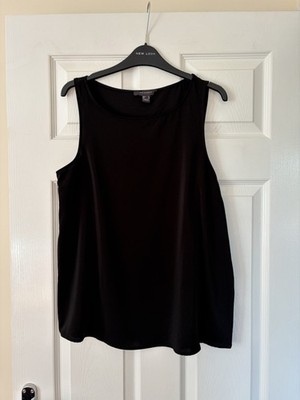 Primark Black Sleeveless Shell Vest Cami Top Size 14 Round Neck VGC