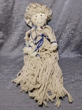 Vintage 26" Mop Head Doll w/ Baby Ribbon Lace Straw Hat Braids