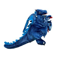 Folkmanis Three Headed Blue Dragon 15  Plush Hand Puppet Stuffed Animal