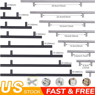 #ad 2#x27;#x27; 16#x27;#x27; Kitchen Cabinet Pulls Stainless Steel Cupboard Drawer T Bar Handles Lot $94.99