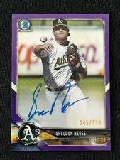 2018 Bowman Chrome Sheldon Neuse Prospect Purple Refractor Auto /250