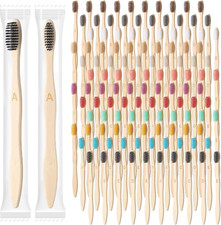 120 Pcs Bamboo Toothbrushes Bulk Soft Bristle Toothbrush Wooden Disposable Trave