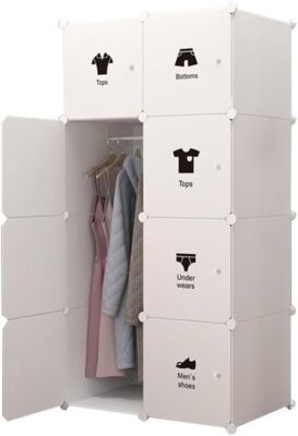 Kleiderschrank Aus 8 WüRfeln, Tragbarer Regalsystem,Wardrobe Closet Faltschrank