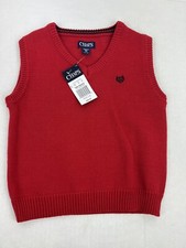 Chaps V Neck Sweater Vest knit Red Size 4/5 Youth Boys 4 / 5 Holiday