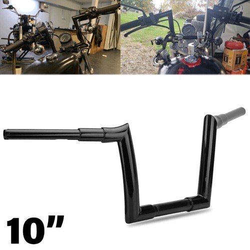 10" Rise Ape Hanger Handlebar 1 1/2" Fat Bar Black For Harley Road King Softail - Picture 1 of 15