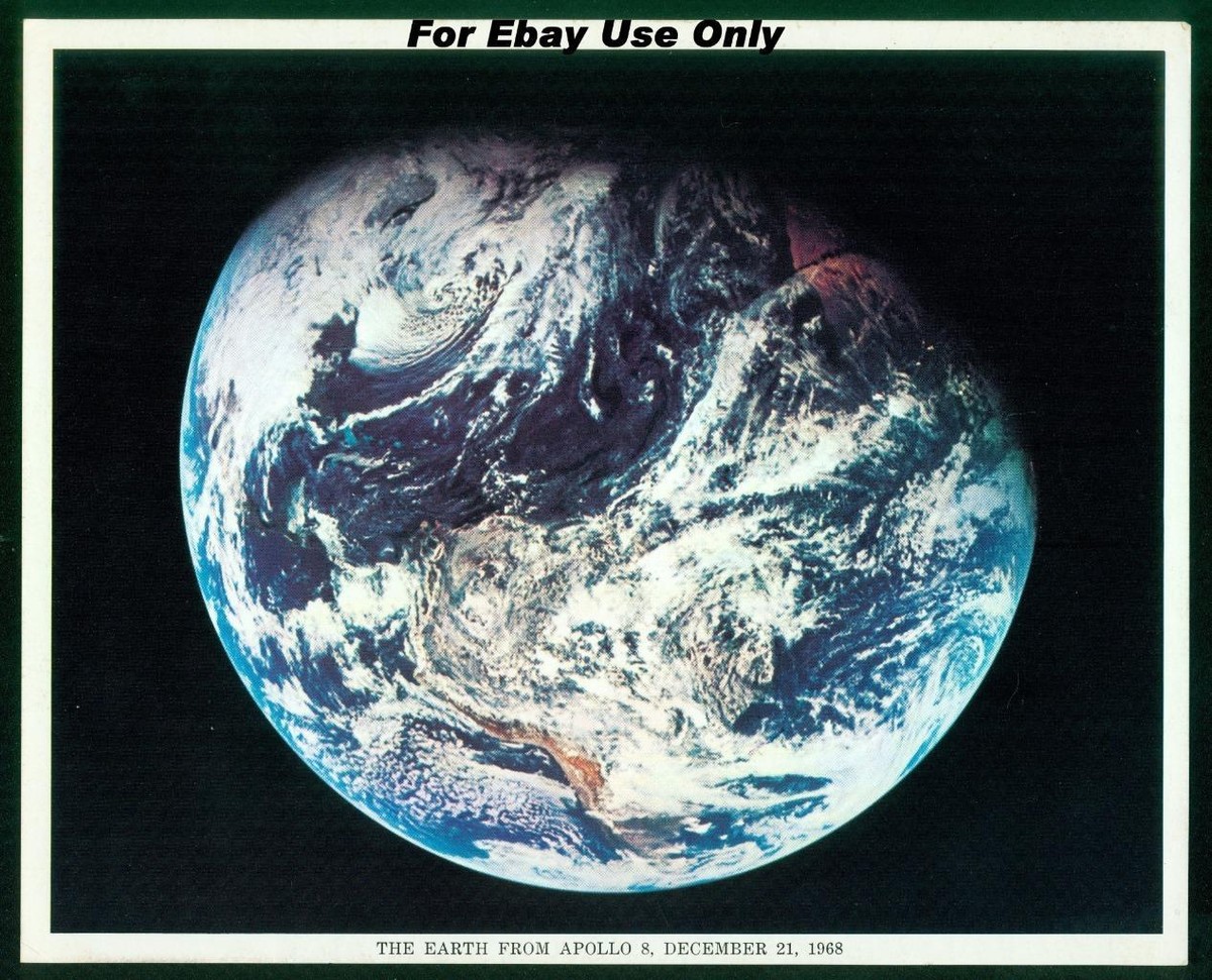 NASA, 8x10 photo, The Earth From Apollo 8, December 21, 1968, (AS8