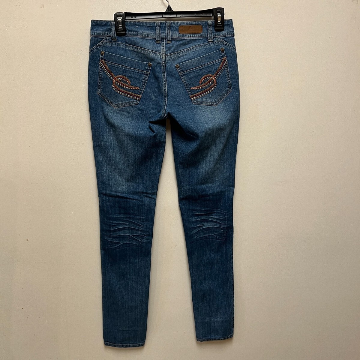 WAM Jeans Size 7/8 Women's What About Me Tapered Medium Wash Embroidered View 4