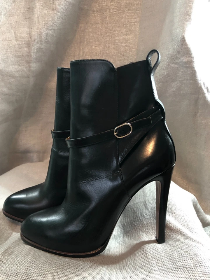 Ralph Lauren Botas Negras Etiqueta Púrpura Mujer Talla 37 B Tacones al Tobillo Botines Foto 4 de 4