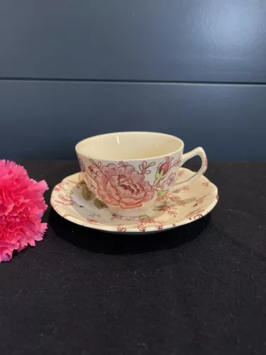 Vintage Johnson Brothers Rose Chintz Teacup & Saucer England