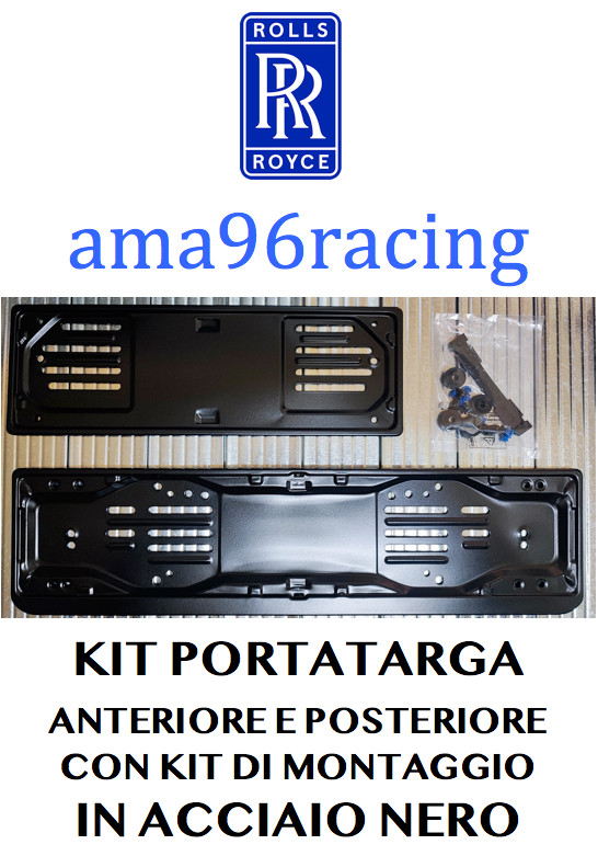 Kit Portatarga Nero Opaco per Rolls Royce | Acciaio Inox di Alta Classe