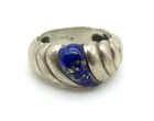 Vintage Sterling Silver Lapis Wave Ripple Design Ring sz 6.25 Modernist