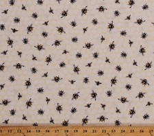 Cotton Bees Bumblebees Honeybees Insects Yellow Fabric Print BTY D487.39
