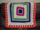 Small Handmade Multicolor Vintage Crocheted Afghan Blanket Throw Approx. 28"x32"