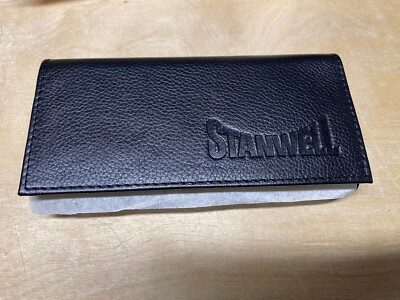 large tobacco pouch Stanwell Large Roll Up Leather Tobacco Pouch Pipe - Black - New